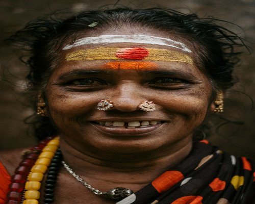 Portrait of middle aged indian woman smiling